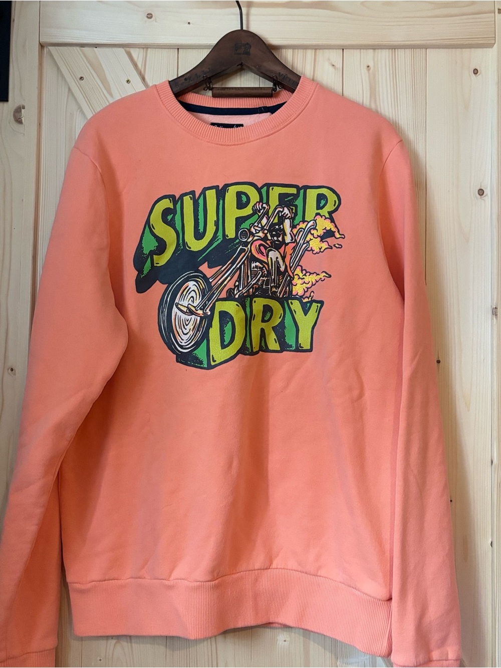 Superdry Men's Coral Crewneck with Neon Green Graphic